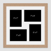 Load image into Gallery viewer, Multi Photo Picture Frame Holds 4 5&quot;x7&quot; Photos in an Oak Veneer Frame - Multi Photo Frames
