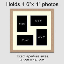 Load image into Gallery viewer, Multi Photo Picture Frame - Holds 4 6&quot; x 4&quot; photos in an Oak Veneer Frame - Multi Photo Frames
