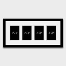 Load image into Gallery viewer, Multi Photo Picture Frame Holds 4 6&quot;x4&quot; Photos 22mm black Wood Frame - Multi Photo Frames
