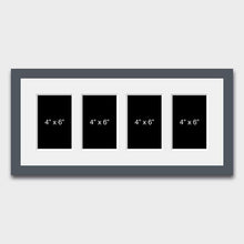 Load image into Gallery viewer, Multi Photo Picture Frame | Holds 4 6&quot;x4&quot; Photos in a 29mm Dark Grey Wood Frame - Multi Photo Frames
