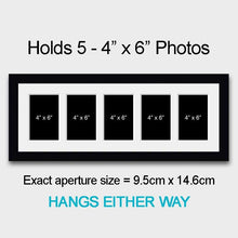 Load image into Gallery viewer, Multi Photo Picture Frame Holds 5 6&quot;x4&quot; Photos in a 22mm Black Wooden Frame - Multi Photo Frames
