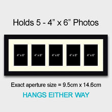 Load image into Gallery viewer, Multi Photo Picture Frame Holds 5 6&quot;x4&quot; Photos in a 22mm Black Wooden Frame - Multi Photo Frames
