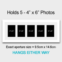 Load image into Gallery viewer, Multi Photo Picture Frame Holds 5 6&quot;x4&quot; Photos in a 22mm White Wood Frame - Multi Photo Frames
