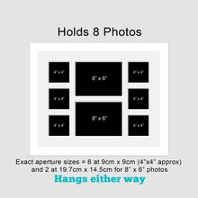 Load image into Gallery viewer, Multi Photo Picture Frame Holds 6 4&quot;x4&quot; and 2 8&quot;x6&quot; Photos in a White Wood Frame - Multi Photo Frames
