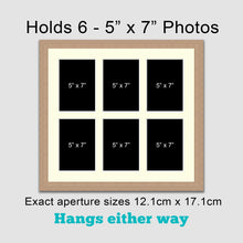 Load image into Gallery viewer, Multi Photo Picture Frame Holds 6 5&quot; x 7&quot; Photos in a 20mm Wide Oak Veneer Wooden Frame - Multi Photo Frames
