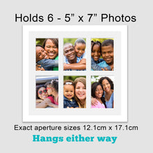 Load image into Gallery viewer, Multi Photo Picture Frame Holds 6 5&quot; x 7&quot; Photos in a 22mm White Wood Frame - Multi Photo Frames
