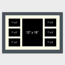 Load image into Gallery viewer, Multi Photo Picture Frame Holds 6 7x5 + 1 12x16 Photo in a 40mm Dark Grey Frame - Multi Photo Frames
