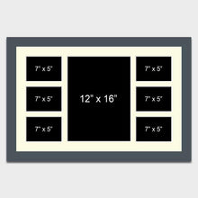 Load image into Gallery viewer, Multi Photo Picture Frame Holds 6 7x5 + 1 12x16 Photo in a 40mm Dark Grey Frame - Multi Photo Frames
