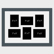 Load image into Gallery viewer, Multi Photo Picture Frame Holds 6 7&quot;x5&quot; Photos in a 40mm Dark Grey Frame - Multi Photo Frames
