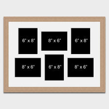 Load image into Gallery viewer, Multi Photo Picture Frame Holds 6 8&quot;x6&quot; Photos in a 30mm Oak Veneer Frame - Multi Photo Frames

