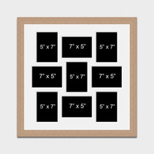 Load image into Gallery viewer, Multi Photo Picture Frame Holds 9 5&quot;x7&quot; photos in a 30mm Oak Veneer Frame - Multi Photo Frames
