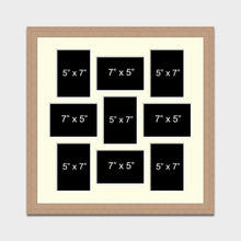 Load image into Gallery viewer, Multi Photo Picture Frame Holds 9 5&quot;x7&quot; photos in a 30mm Oak Veneer Frame - Multi Photo Frames
