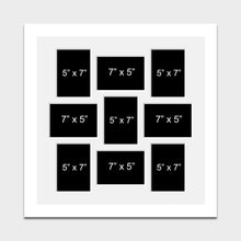 Load image into Gallery viewer, Multi Photo Picture Frame Holds 9 5&quot;x7&quot; Photos in a 33mm White Wood Frame - Multi Photo Frames
