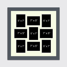 Load image into Gallery viewer, Multi Photo Picture Frame Holds 9 5&quot;x7&quot; Photos in a 40mm Dark Grey Wood Frame - Multi Photo Frames
