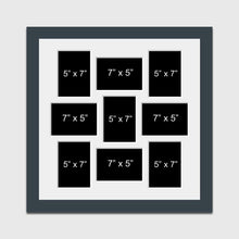 Load image into Gallery viewer, Multi Photo Picture Frame Holds 9 5&quot;x7&quot; Photos in a 40mm Dark Grey Wood Frame - Multi Photo Frames
