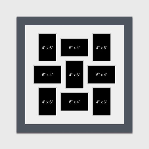 Multi Photo Picture Frame Holds 9 6x4 Photos in a dark grey wood frame - Multi Photo Frames