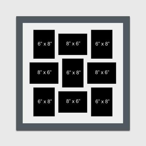 Multi Photo Picture Frame Holds 9 8x6 Photos in a 40mm Dark Grey Frame - Multi Photo Frames