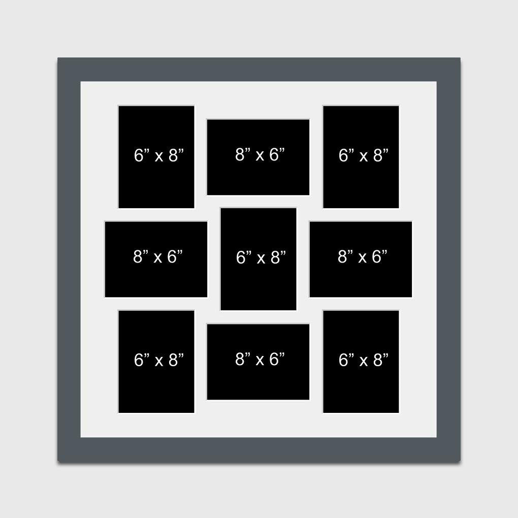 Multi Photo Picture Frame Holds 9 8x6 Photos in a 40mm Dark Grey Frame - Multi Photo Frames