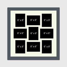 Load image into Gallery viewer, Multi Photo Picture Frame Holds 9 8x6 Photos in a 40mm Dark Grey Frame - Multi Photo Frames
