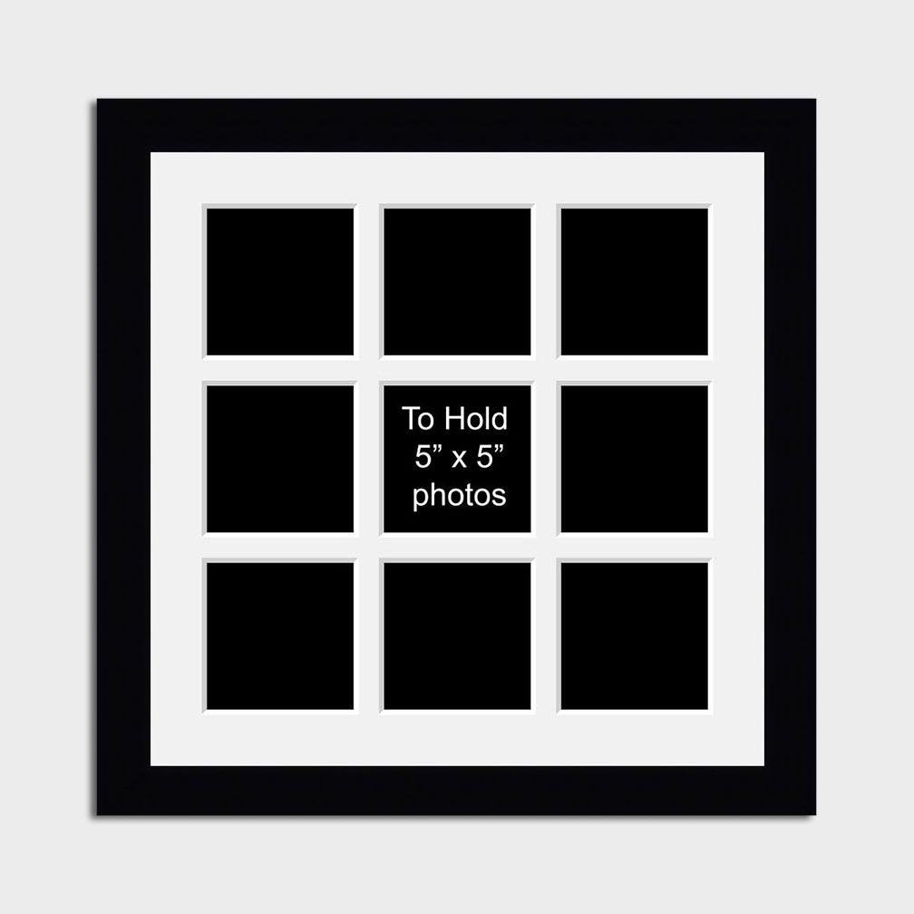 Multi Photo Picture Frame Holds 9 Photos 5x5 Photos in a Black Frame ...