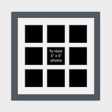 Load image into Gallery viewer, Multi Photo Picture Frame Holds 9 Photos 5x5 Photos in a 40mm Dark Grey Frame - Multi Photo Frames
