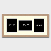 Load image into Gallery viewer, Multi Photo Picture Frame to hold 3 6&quot; x 8&quot; Mixed Photos in an Oak Veneer Frame - Multi Photo Frames
