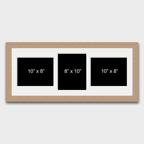 Multi Photo Picture Frame to Hold 3 8 x 10 Photos in an Oak Frame - Multi Photo Frames