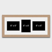 Load image into Gallery viewer, Multi Photo Picture Frame to hold 3 8&quot; x 6&quot; Mixed Shape Photos in an Oak Veneer Frame - Multi Photo Frames
