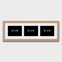 Load image into Gallery viewer, Multi Photo Picture Frame to hold 3 8&quot; x 6&quot; Photos in an Oak Veneer Frame - Multi Photo Frames
