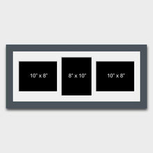 Load image into Gallery viewer, Multi Photo Picture Frame to Hold 3 8x10 Mixed Shape Photos in a Grey Frame - Multi Photo Frames
