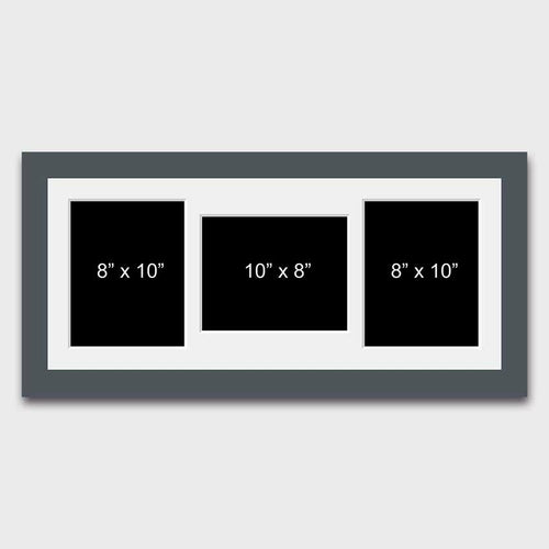 Multi Photo Picture Frame to Hold 3 8x10 Photos in a Dark Grey Wood Frame - Multi Photo Frames