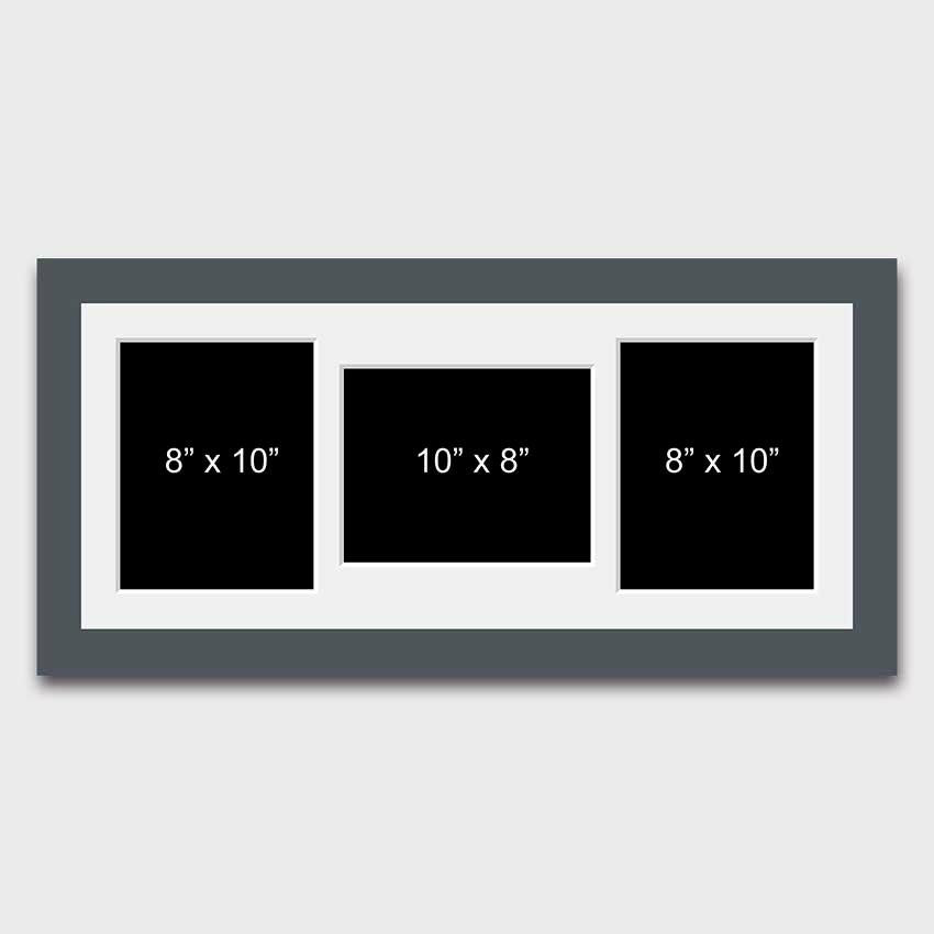 Multi Photo Picture Frame to Hold 3 8x10 Photos in a Dark Grey Wood Frame - Multi Photo Frames