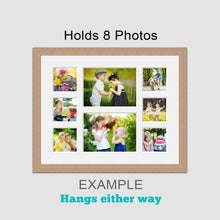 Load image into Gallery viewer, Multi Photo Picture Frame to Hold 6 4&quot;x4&quot; and 2 8&quot;x6&quot; Photos Oak Veneer Frame - Multi Photo Frames
