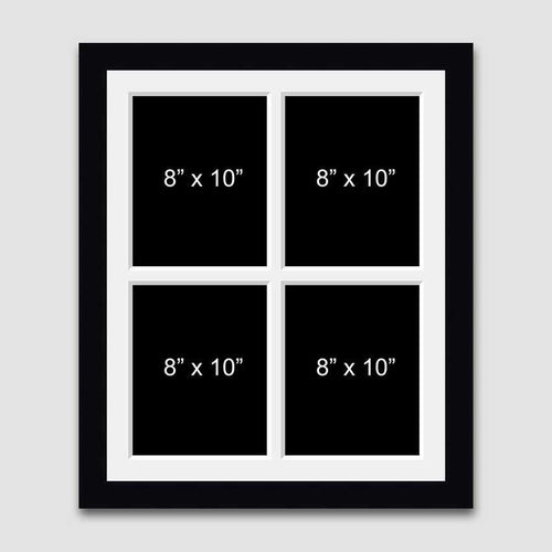 Multi Photo Picture Frame with 4 Apertures for 8x10 Photos in a 22mm Black Frame - Multi Photo Frames