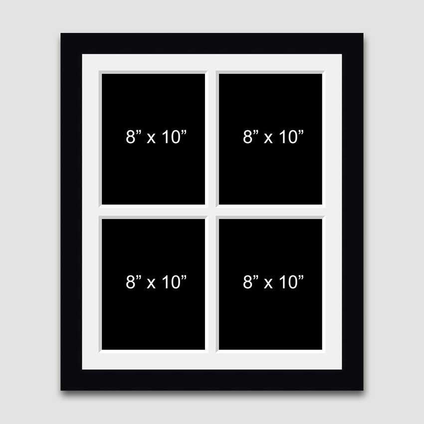 Multi Photo Picture Frame with 4 Apertures for 8x10 Photos in a 22mm Black Frame - Multi Photo Frames