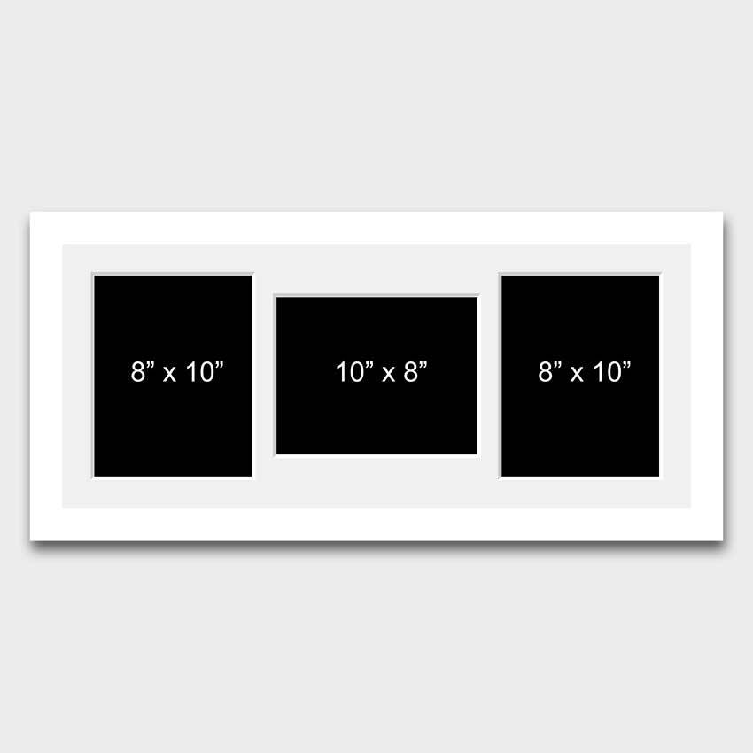 Multi Photo Picture Frames to Hold 3 10x8 Photos in a 22mm White Wood Frame - Multi Photo Frames