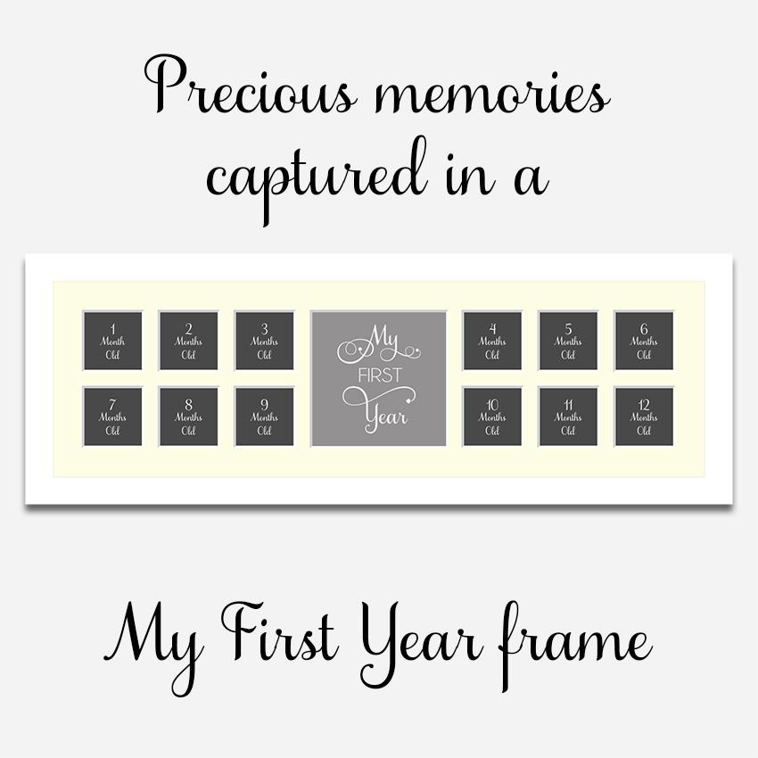 My First Year Baby Frame Holds 12 4x4 Instagram Size Photos in a 33mm White Frame