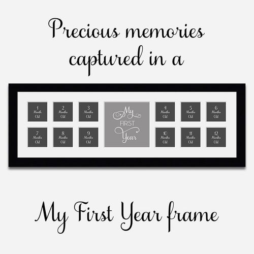 My First Year Multi Photo Picture Frame in a 33mm Black Frame - Multi Photo Frames