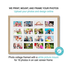 Load image into Gallery viewer, Personalised Photo Collage Printed and Framed for 16 Photos - Oak Veneer Frame - Multi Photo Frames
