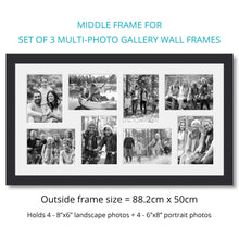 Load image into Gallery viewer, Photo Collage Frames - Set of 3 Multi Photo Frames in Black Wood - Multi Photo Frames
