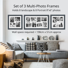 Load image into Gallery viewer, Photo Collage Frames - Set of 3 Multi Photo Frames in Grey Wood - Multi Photo Frames
