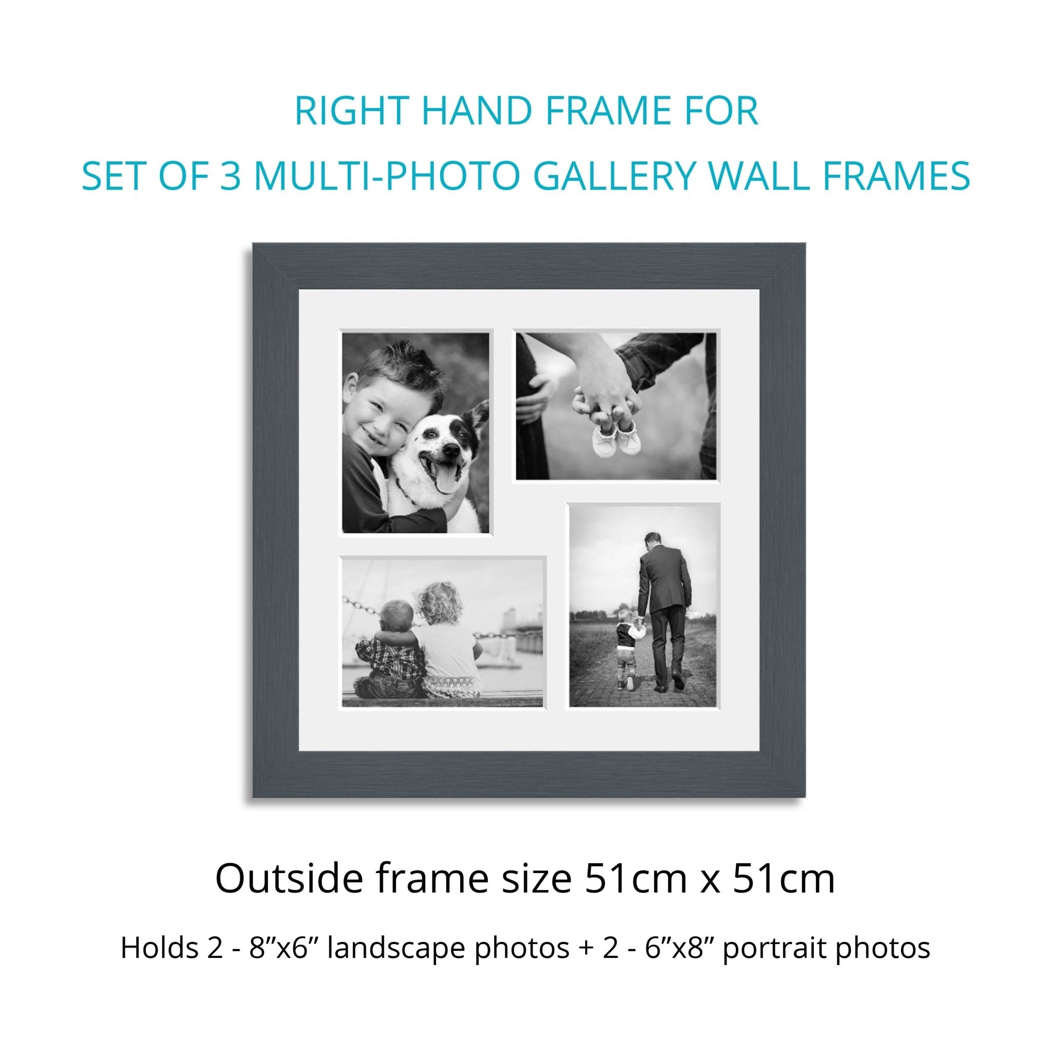 Photo Box Multi Photo Frame Photo Collage Frames - Set of 3 Multi Photo Frames in Grey Wood