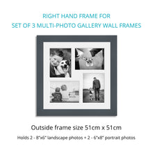 Load image into Gallery viewer, Photo Collage Frames - Set of 3 Multi Photo Frames in Grey Wood - Multi Photo Frames
