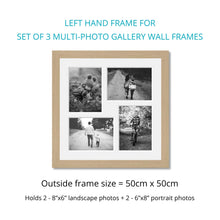 Load image into Gallery viewer, Photo Collage Frames - Set of 3 Multi Photo Frames in Oak Veneer - Multi Photo Frames
