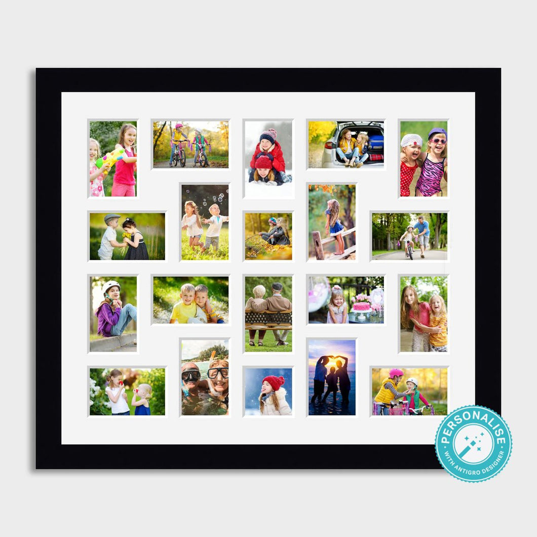 Photo Collage Printed and Framed for 20 Photos - Black Frame - Multi Photo Frames