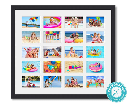 Photo Collage Printed and Framed for 20 Photos in a Black Frame - Multi Photo Frames