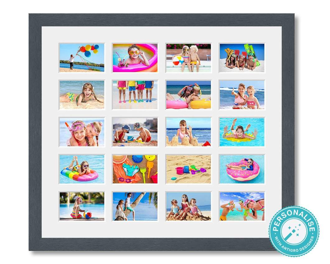 Photo Collage Printed and Framed for 20 Photos in a Grey Frame - Multi Photo Frames