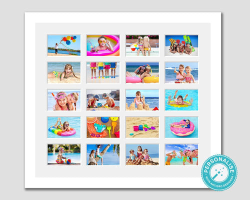 Photo Collage Printed and Framed for 20 Photos in a White Frame - Multi Photo Frames