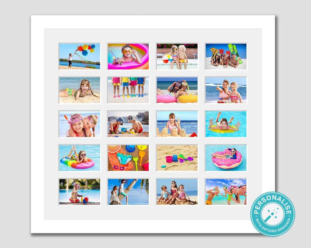 Photo Collage Printed and Framed for 20 Photos in a White Frame - Multi Photo Frames