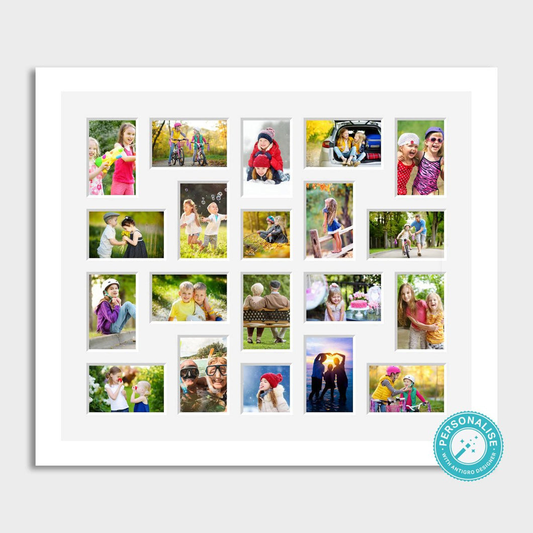 Photo Collage Printed and Framed for 20 Photos - White Frame - Multi Photo Frames